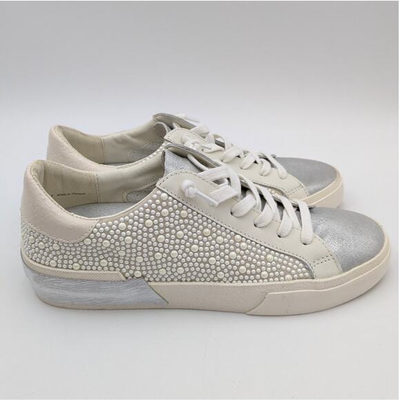 Dolce Vita Zina Crystal Sneakers Women's Low Top Leather Ivory Size US7.5 EU38 - Picture 4 of 8